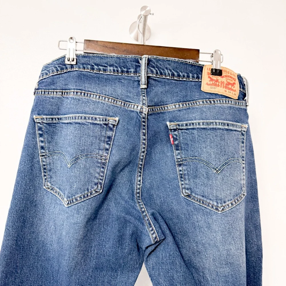 Men's‎ Levis 559 Relaxed Straight Fit Denim Blue Jeans 34 x 34